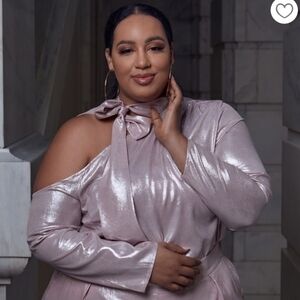 Eloquii metallic cold shoulder scarf top size 28